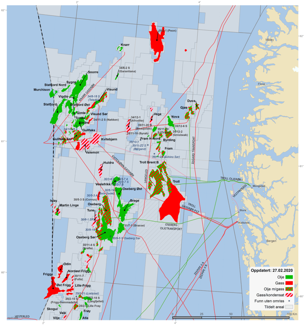 kart oljefelt norge Aktivitet per havområde   Norskpetroleum.no