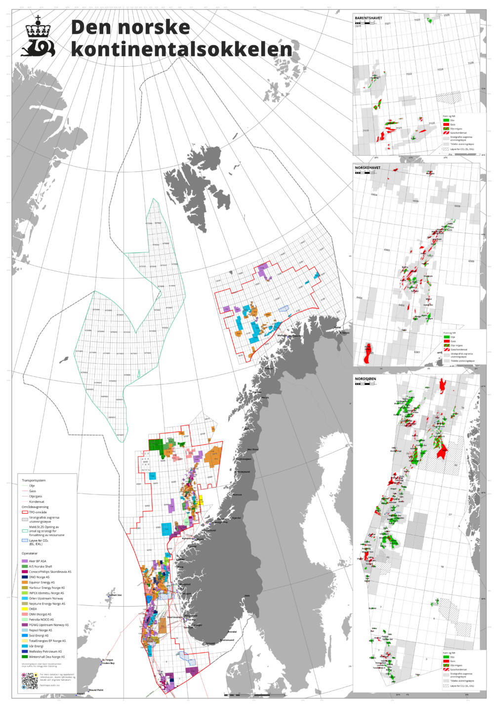 Map of the Norwegian continental shelf 2024